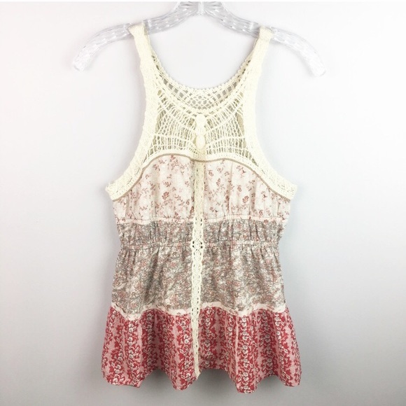 Free People Tops - Free People crochet and floral printed tank top S